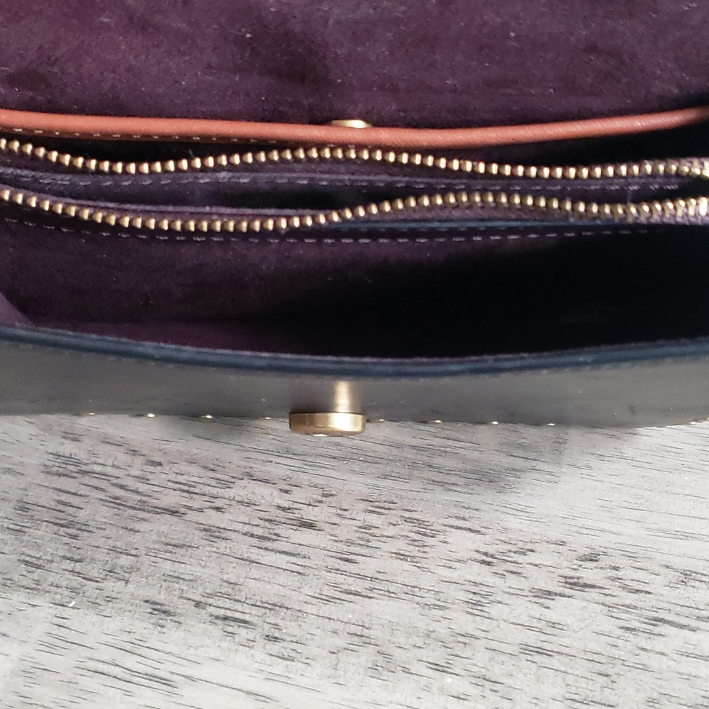 Coach Black Leather Studded Shoulder Bag with Gold Hardware - Picture 12 of 13